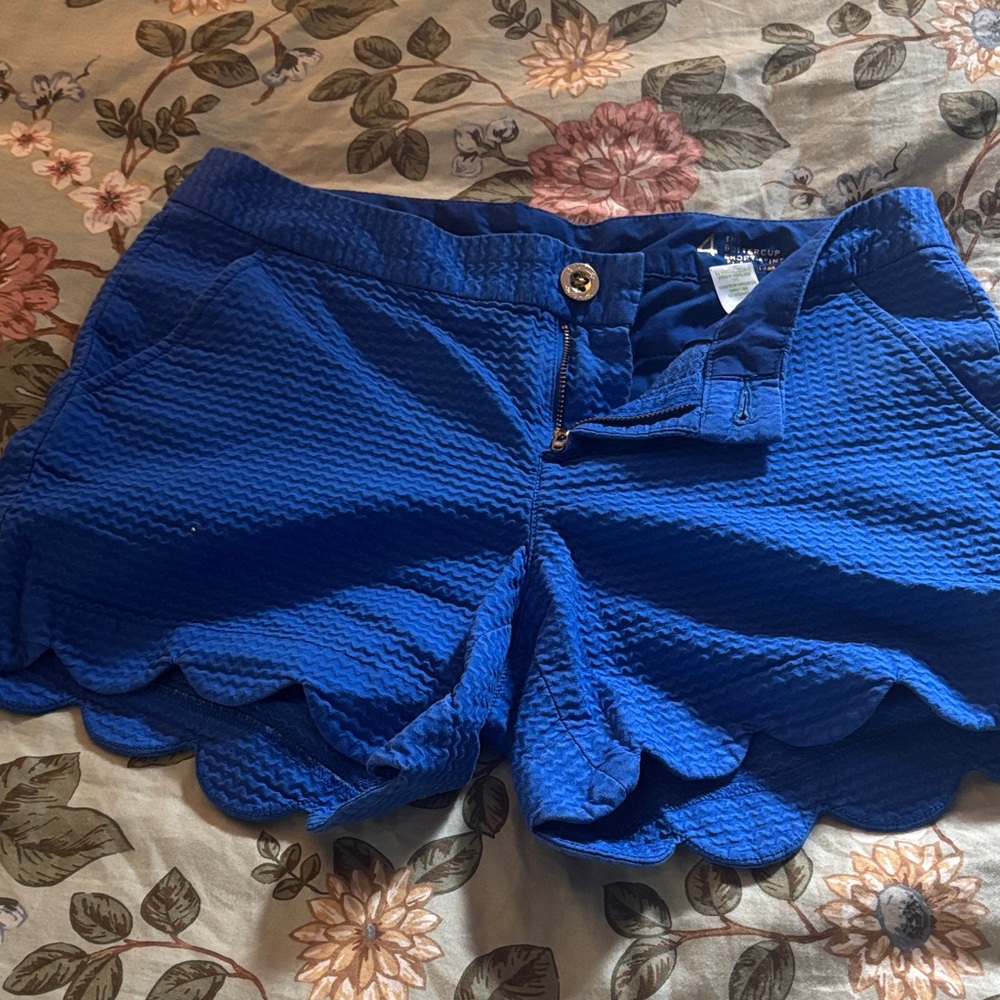 Lilly Pulitzer High Waist Royal Blue Scalloped Shorts
